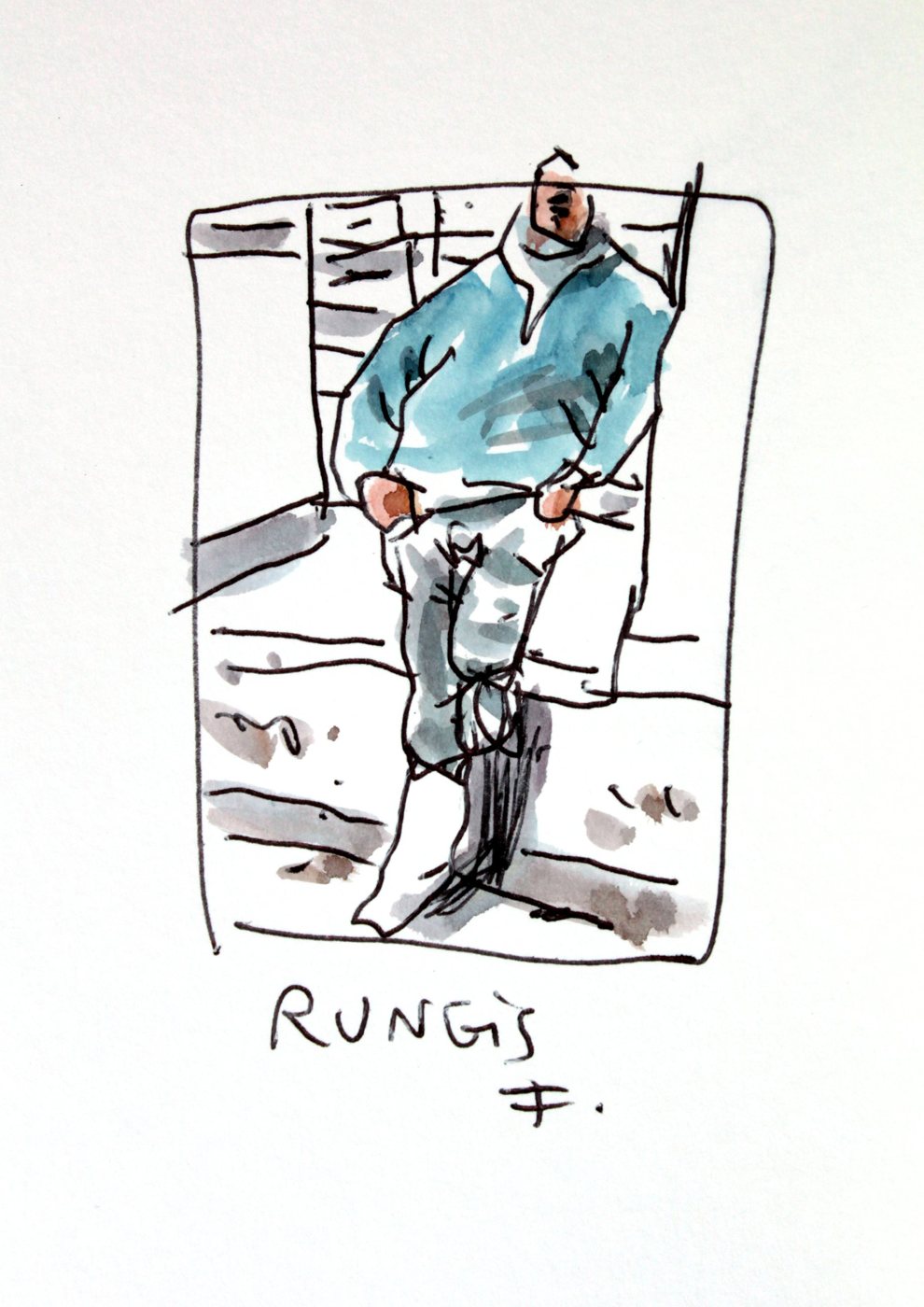 Un homme assis — croquis réalisé à Rungis